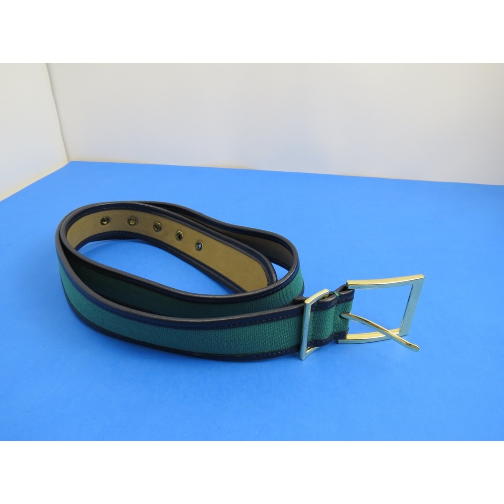 Talbots Green Black Leather Belt Gold Buckle Size Medium